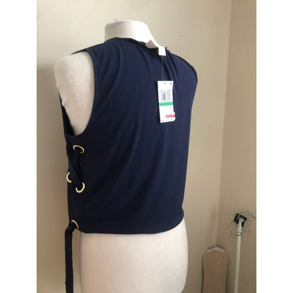 Michael Kors L Blue Grommet Short Top NWT - Picture 5 of 6